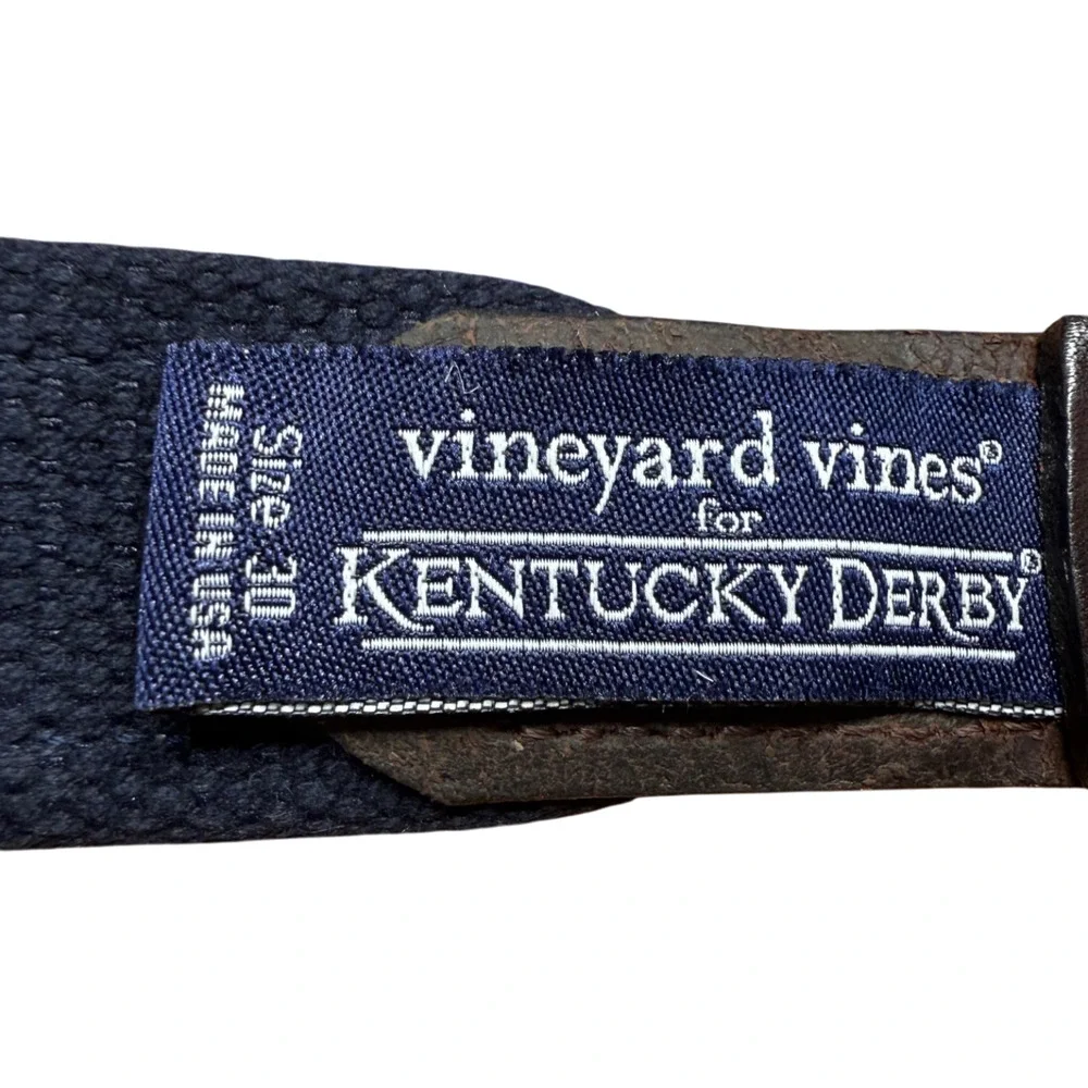 VINEYARD VINES Kentucky Derby Belt Size 30 Unisex Leather Cotton Horses Preppy - Picture 8 of 8